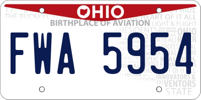 OH license plate FWA5954