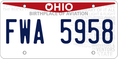 OH license plate FWA5958