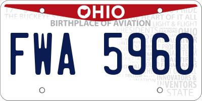 OH license plate FWA5960