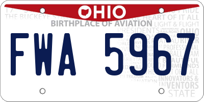 OH license plate FWA5967