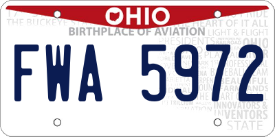 OH license plate FWA5972