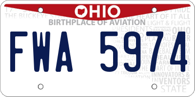 OH license plate FWA5974