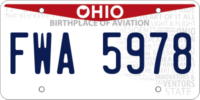 OH license plate FWA5978