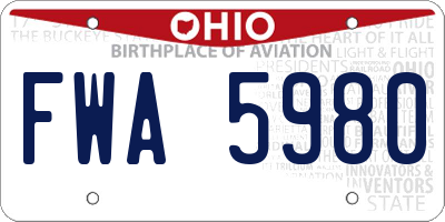 OH license plate FWA5980