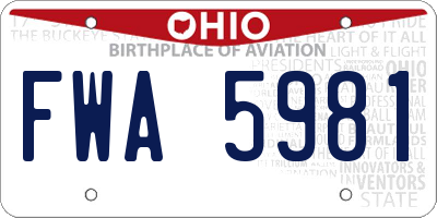 OH license plate FWA5981