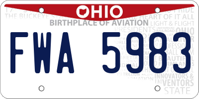 OH license plate FWA5983