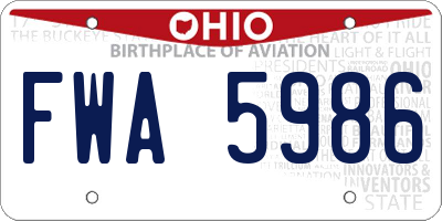 OH license plate FWA5986