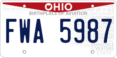 OH license plate FWA5987