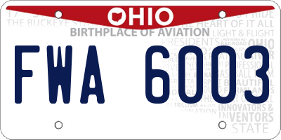 OH license plate FWA6003