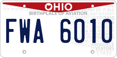 OH license plate FWA6010