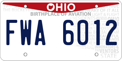 OH license plate FWA6012