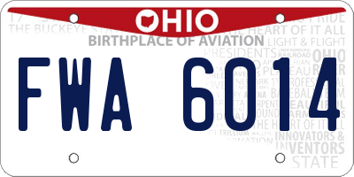 OH license plate FWA6014