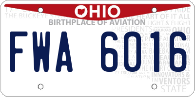 OH license plate FWA6016