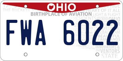 OH license plate FWA6022