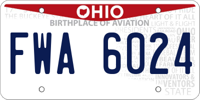 OH license plate FWA6024