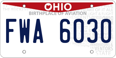 OH license plate FWA6030