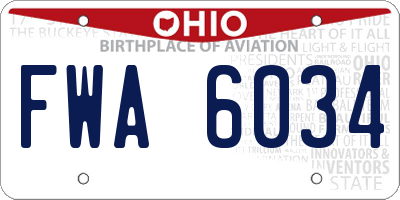 OH license plate FWA6034