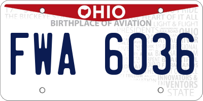 OH license plate FWA6036