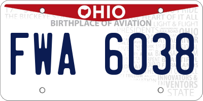 OH license plate FWA6038