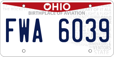 OH license plate FWA6039