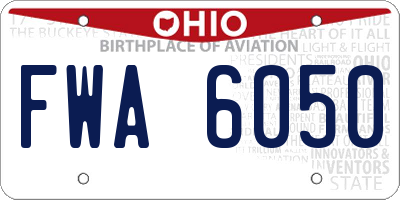 OH license plate FWA6050