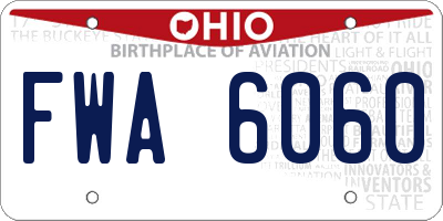 OH license plate FWA6060