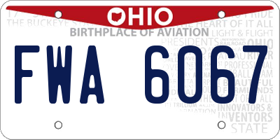 OH license plate FWA6067