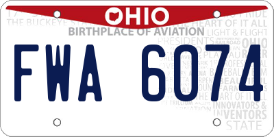 OH license plate FWA6074