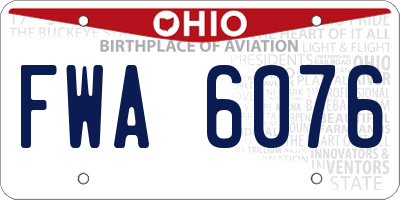 OH license plate FWA6076