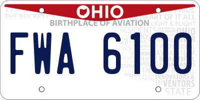 OH license plate FWA6100