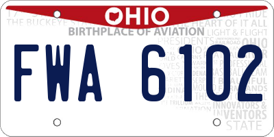 OH license plate FWA6102