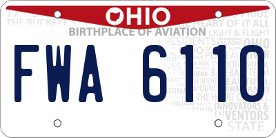 OH license plate FWA6110