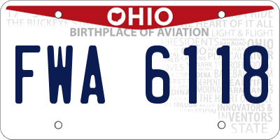 OH license plate FWA6118