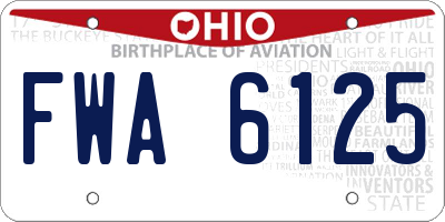 OH license plate FWA6125