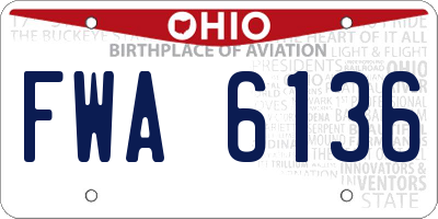 OH license plate FWA6136