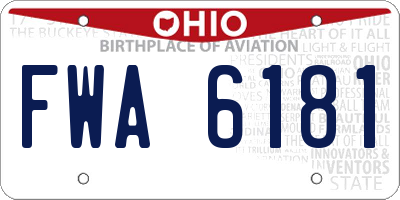 OH license plate FWA6181