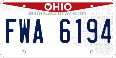 OH license plate FWA6194