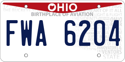 OH license plate FWA6204