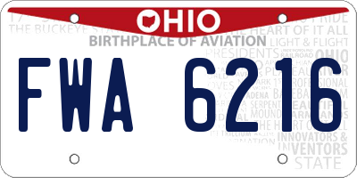 OH license plate FWA6216