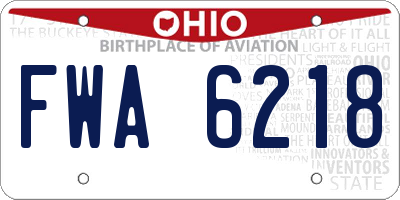 OH license plate FWA6218