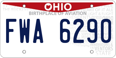 OH license plate FWA6290