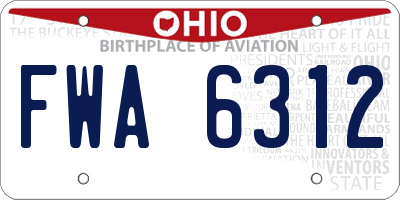 OH license plate FWA6312