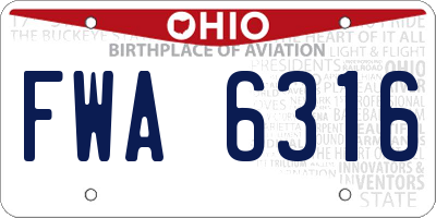 OH license plate FWA6316