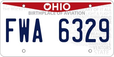 OH license plate FWA6329