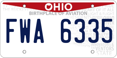 OH license plate FWA6335