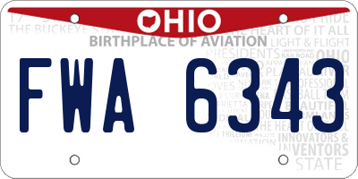 OH license plate FWA6343