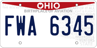 OH license plate FWA6345