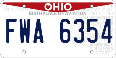 OH license plate FWA6354