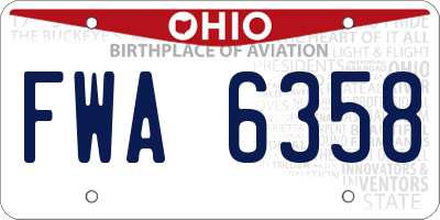 OH license plate FWA6358