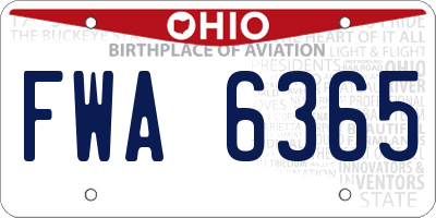 OH license plate FWA6365